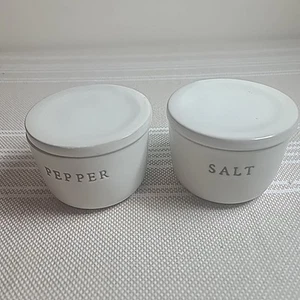 Retired Hearth & Hand Magnolia 4” Stoneware Salt & Pepper Cellar Set with Lids - Picture 1 of 10