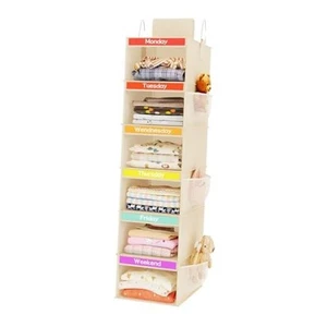 6-Shelf Weekly Hanging Closet Organizer for Kids, Kids Daily Clothes - Picture 1 of 8