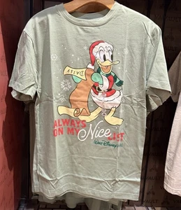 2025 Walt Disney World Weihnachten Santa Donald Duck schöne Liste Shirt Größe L - Bild 1 von 2