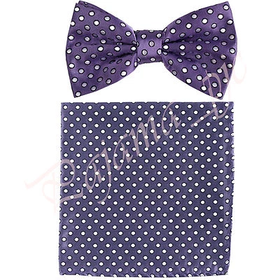 HOMBRE NUEVO Lunares Pre-atado Pajarita y Bolsillo Cuadrado Pañuelo Boda Fiesta Baile de graduación Foto 1 de 3