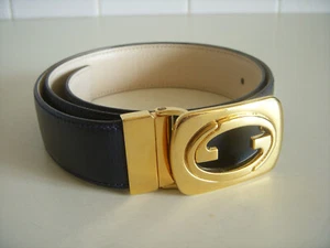 Superbe Ceinture vintage " Gucci " / " Gucci " vintage bleu nuit - Imagen 1 de 4