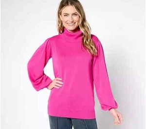 Belle by Kim Gravel Blouson Sleeve Turtleneck Sweater Size M - Picture 1 of 1