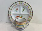 Vintage Mackenzie Childs Enamelware Divided Kid’s Dish And Cup