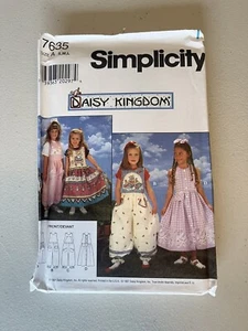 NEW SIMPLICITY #7635-GIRLS "DAISY KINGDOM" ROMPER & DRESS PATTERN SM-LG - Picture 1 of 2