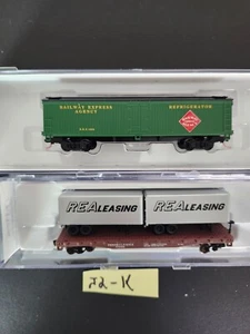 RAILWAY EX 2 CARS 1 50' EPRESS CAR & REA  LEASING PUPS ONPRR FLAT  #475325 - Picture 1 of 1