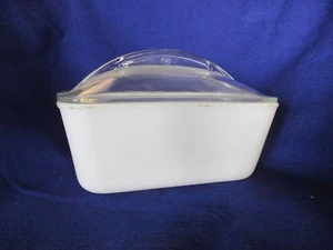 Vintage Westinghouse Kastenform Milchglas Backen Kühlschrank Schale Klar Deckel - Bild 1 von 5