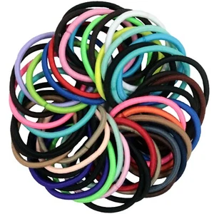 100 Pack Hair Elastics Ties Ponytail Holders Elastic Bands Bulk Lot RAINBOW - Picture 1 of 5