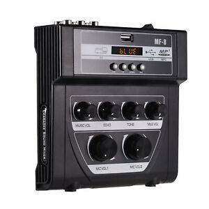 Karaoke Sound Audio Mixer Stereo Echo 2Mikrofon BT MP3 für TV PC Verstärker M5I6