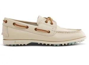 Canoos Ellery - E-2 Ladies Tour 2.0 Cream Leather Boat Golf Shoes + Bag NWT  7.5 - Picture 1 of 1