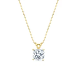 IGI F/VS 2 Ct Cushion Lab Created Grown Diamond Pendant Necklace 14K Yellow Gold - Picture 1 of 3