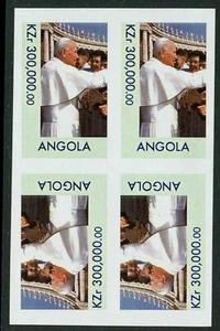 Pope John Paul II Imperf Tete-Beche Block of 4 stamps MNH Angola - Picture 1 of 1
