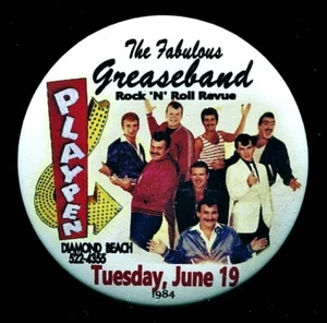 THE GREASEBAND 1984 Playpen Club Diamond Beach 3" Pin Back Button - Picture 1 of 3