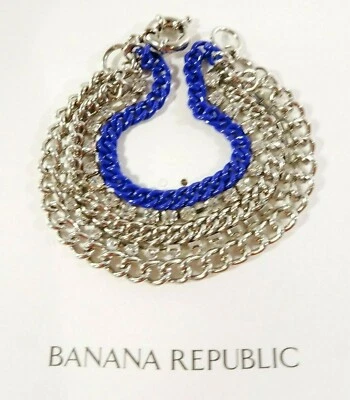 Banana Republic Women's Silver Layered Crystal Enamel Bracelet NWT 45 NAVY - Image 1 of 3