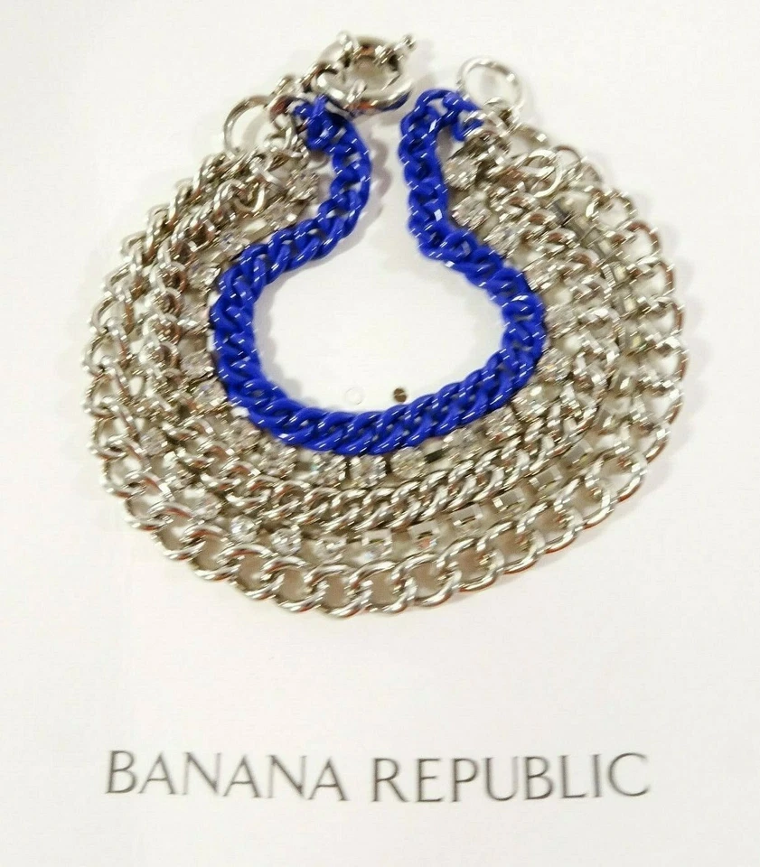 Pulsera Banana Republic para mujer plateada en capas cristal esmalte nueva con etiquetas 45 azul marino Foto 1 de 3