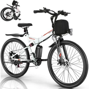 26" Folding Electric Bike 500W 48V Mountain Bicycle 21-Speed Cruiser eBike @ - Picture 1 of 42