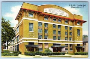 GREENVILLE SC TEXTILE HALL BUILDING PALMETTO NEWS COMPANY LINEN POSTCARD - Picture 1 of 2