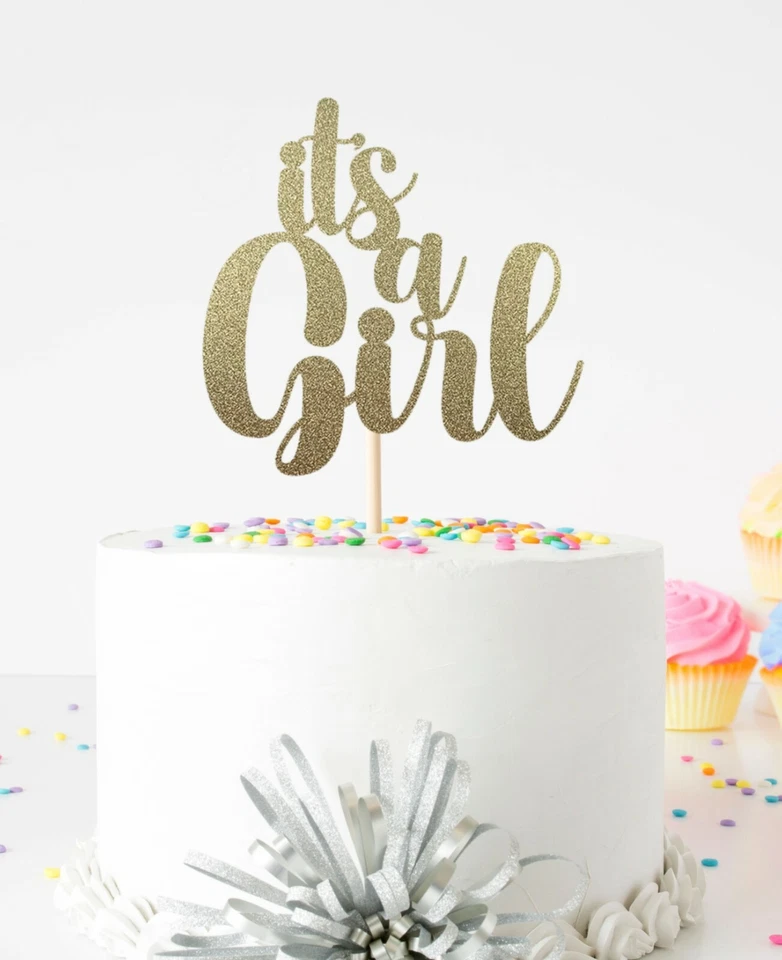 It's A Girl Cake Topper para niña baby shower cartulina brillante de doble cara Foto 1 de 1