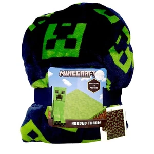 Manta con Capucha Minecraft Diseño Creeper Suave Vellón Verde Azul Primark Niño - Imagen 1 de 11