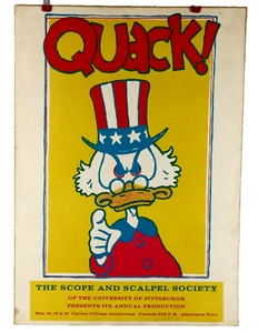 QUACK Poster University of Pittsburgh Scope and Scalpel Society Uncle Sam Duck - Picture 1 of 21