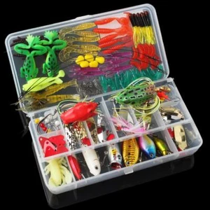 131pcs Fishing Lures Suit with Box Hard Lures Soft Baits Minnow Crank Popper US - Picture 1 of 12