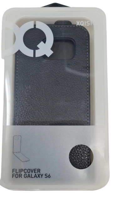 Funda protectora de cuero Xqisit abatible para Samsung Galaxy S6 negra libro a prueba de golpes Foto 1 de 4