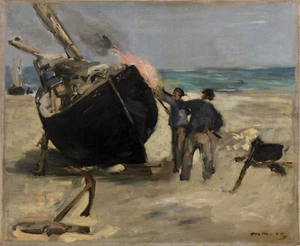 Edouard Manet - Tarring the Boat (1873) Signed - 17" x 22" Fine Art Print - Picture 1 of 1