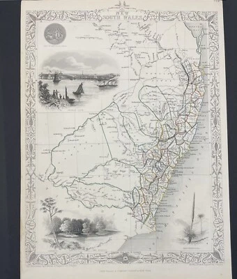 Antique Illust Tallis Map of New South Wales & Queensland c1851 eng. by Rapkin - Image 1 of 4