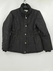 Weather Tamer Womens Coat Size Medium Solid Black Collared Pockets Lined - Picture 1 of 5