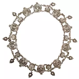 Antike FIGÜRLICHE RELIGIÖSE Stammes-PLAKETTE 16 3/8" HALSKETTE Sterlingsilber - Bild 1 von 4