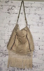 Eartbound Trading Co. Boho Shoulder Bag SouthWestern Aztec Suede Canvas Fringe - Picture 1 of 24