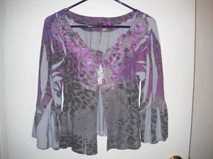 ENTITY Sweater/Jacket Boho floral sz M Purple/Black/Gray - Picture 1 of 5