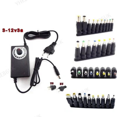 Adjustable Voltage Power Supply Adapter 3-12V 3A with Plug Connector - Image 1 of 4