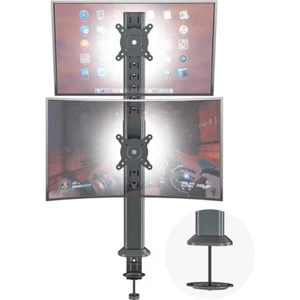 HEMUDU Dual Monitor Articulating Desk Mount Arm Stand - Vertical Stack Screen S - Picture 1 of 8