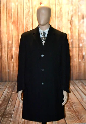 Jos. A Bank Men 100% Wool Black 3 Button Overcoat Sz 38S - Image 1 of 4
