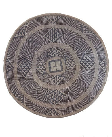 Vintage Woven Tray Basket Aztec Boho Southwestern Round  24" Tonga Basket Binga Cover