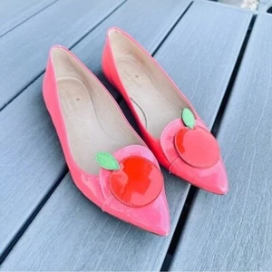 Kate Spade Rosa Neón Charol Manzana Raro Punta Plana Vibrante Talla 7 - Imagen 1 de 10