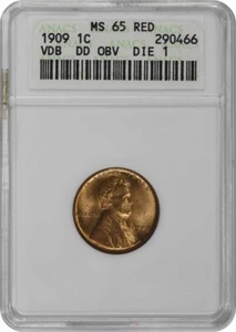 1909 VDB Lincoln Cent DDO FS-1101 MS65RD ANACS - Picture 1 of 3