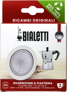Bialetti 1 Guarnizione e 1 Piastrina Compatibili con Moka Express Moka Induction - Imagen 1 de 2