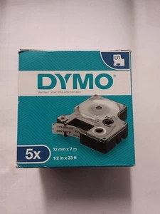 5 X DYMO D1 LABELMAKER TAPE 12mm X 7m RED ON WHITE S0720550 - Picture 1 of 3
