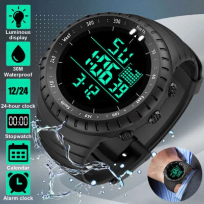 Moda Hombre Reloj Deportivo Negro Táctico Impermeable LED Reloj Digital Reloj Pulsera Foto 1 de 4