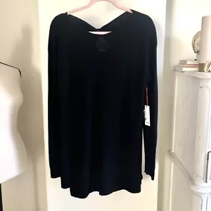 New Elle women bow- back tunic sweater. Size M Black - Picture 1 of 7