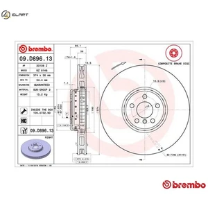 2x BRAKE DISC 09.D896.13 FOR BMW 5/X/SAV/G0/F9/Van/G31/G1/F92/G30/F90 7/SUV - Picture 1 of 10