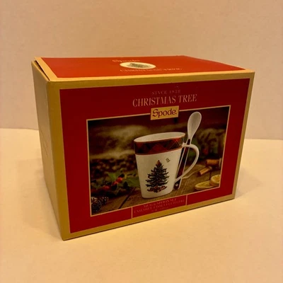 SPODE Christmas Tree Mug And Spoon Boxed Gift Set NEW 14fl Ounces Coffee Mug Set - Image 1 of 4