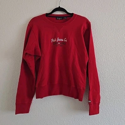  Polo Ralph Lauren Niños XL X-Large Rojo Azul Marino Suéter Manga Larga Algodón Deletrear Foto 1 de 4
