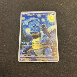 ⭐️Gold Metal Blastoise Starry Night Van Gogh Fan Card Collectible/Gift/Display⭐️ - Picture 1 of 2