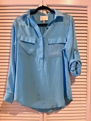 Yumi Kim Aqua Womens Silk Blouse Long Sleeve Med 100% Silk Unworn - Image 1 of 4