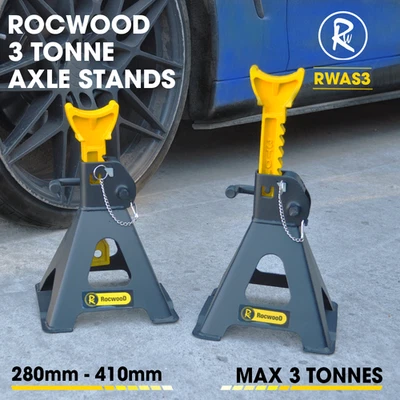 Axle Stand 3 Tonne Ton Car Jack Ratchet Heavy Duty Pair Of Stands - Image 1 of 4