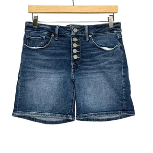 Lucky Brand The Roll Up Denim Jean Shorts Button Fly Blue Women's Size 4 27 - Picture 1 of 8