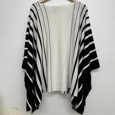 Poncho para mujer Lauren Ralph Lauren capa talla S/M negro blanco clásico audaz elegante Foto 1 de 4