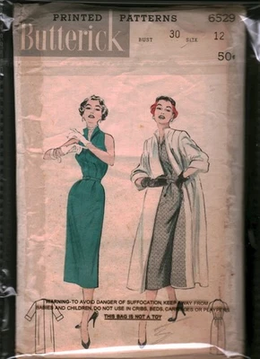 6529 Vintage Butterick Sewing Pattern Misses 1950s Dress Duster Coat Ensemble 12 - Image 1 of 2